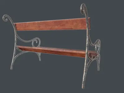 Old Park Bench Low-poly 3D model