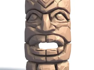 Tiki Totem Stylized Tribal Sculpture for 3D Printing 5 3D print model