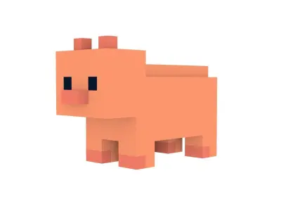 PIG VOXEL ANIMAL Low-poly 3D model