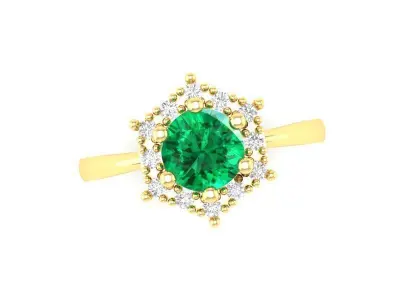 Elegant Hexa Floral Gemstone Ring 3D Model 476 3D print model