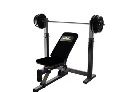 Bench press training equipment Low-poly 3D model
