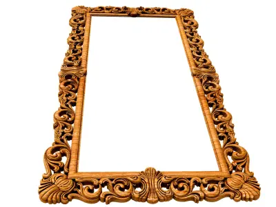 3D Model STL Mirror ornate carved wooden frame 3D model