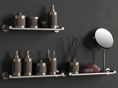 089 Bathroom decor set ACCESSORIES Bronze Matte 00 3D model