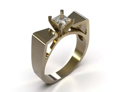 Wedding bridal solitaire STL 3D 3DM gold ring model sr0107 3D print model