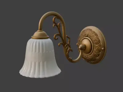 Elegant Brass Wall Lamp 3D Model 3D model