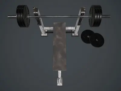 Weight Bench PBR Game Ready Low-poly 3D model