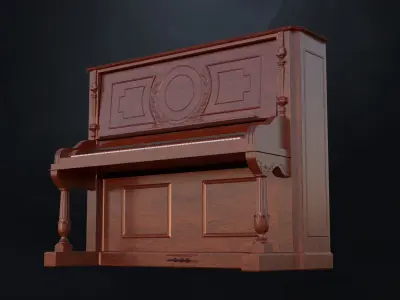 Carved Gabler Victorian Upright Piano  3D model