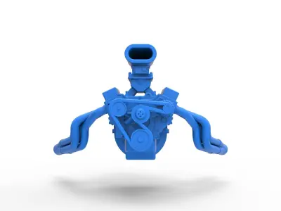 Engine V8 for vintage dragster Version 8 Scale 1 to 25 3D print model