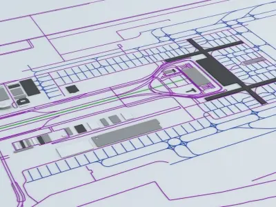 Bangkok Suvarnabhumi BKK Airport Roads Buildings Public Trans 3D model