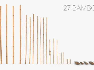 Modular Wooden Stakes and Planks Asset Low-poly 3D model
