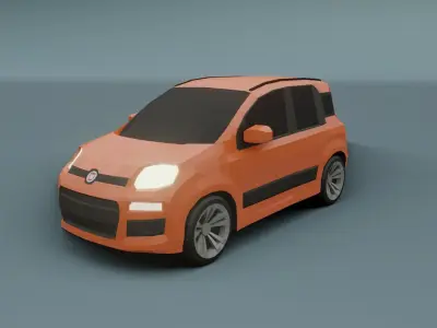 Fiat Panda 2012 low poly 3D model Low-poly 3D model