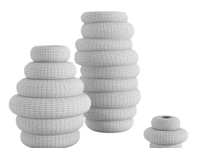 Casy 3 piece vase and candlestick set 3D model