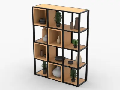 Modern Grid Shelving Low-poly 3D model