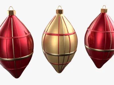 Christmas Tree Ornament Set6 - Red Yellow 3D model