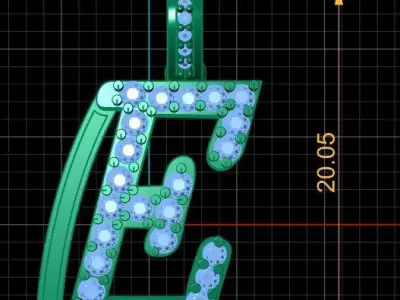 LUXURY ALPHABET E PENDANT 3D PRINTABLE MODEL 3D print model