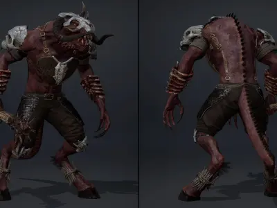 Ghost Barbarian Arm2 Brutal Low-poly 3D model