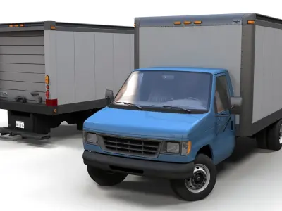 Industrial van box truck Low-poly 3D model
