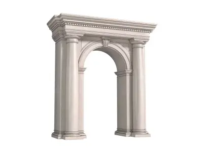 Classic facade arched opening with columns Arched stone doorway 3D model