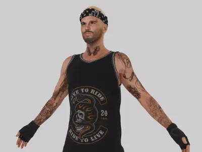 Cam Biker  Rigged 3d Character Model 3D model