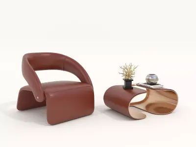Modern Coffee Table and Armchair Set 38 3D model