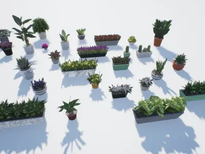 Low poly pot plants Low-poly 3D model