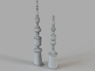 Nalini Antique Gold Finials Set of 2 3D model