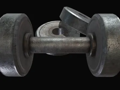 Metal Dumbbell Low-poly 3D model
