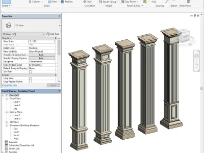 Parametric Classic Columns Family for Revit Pack One 3D model