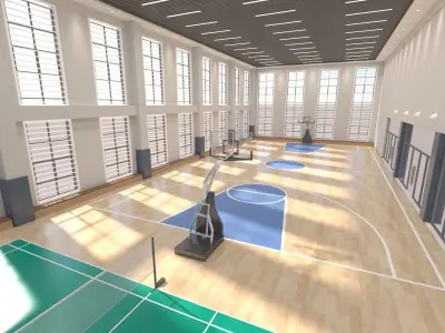 Modern basketball court model 3D model