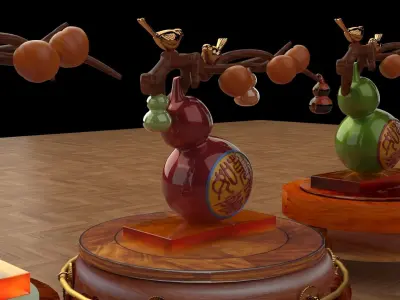 Chinese decorative gourd   3D model buy