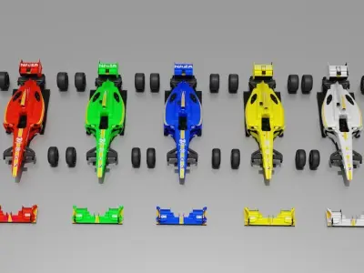 F1 Formula Cars Pack Low-poly 3D model