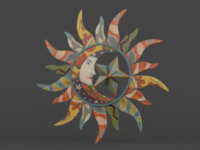 Sun Moon Wall Decoration 3D model