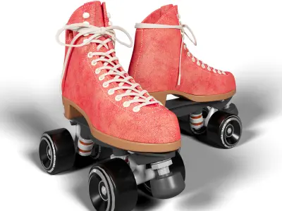 Roller Skates Retro Red Moxi Lolly Poppy 3D model