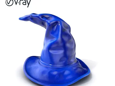 Merlin Wizards Hat Royal Blue model pack Low-poly 3D model