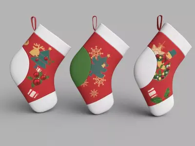 Christmas Socks  Low-poly 3D model
