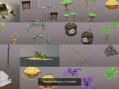 PirateCollections two huts in style of hawaiian village