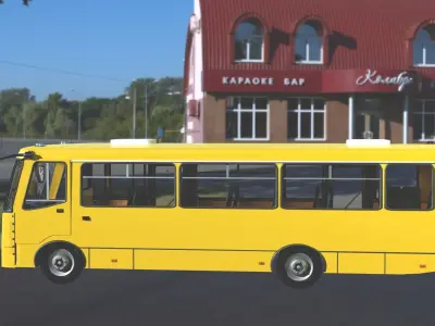 Bus  Yellow Bus  Ukrain Bus  ISUZU Low-poly 3D model
