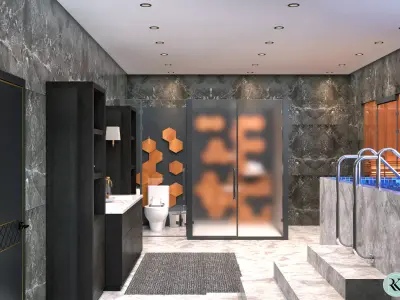 Bathroom with bathtub and shower Free 3D model