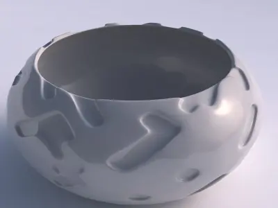 Bowl spheric squeezed wide with cavities smooth 3D print model
