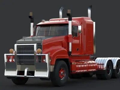 Industrial Truck with Trailers Low-poly 3D model