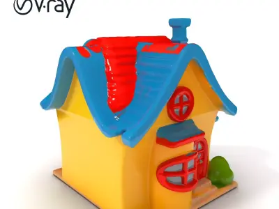 Cartoon Cottage Model Pack with Vibrant Colors Low-poly 3D model