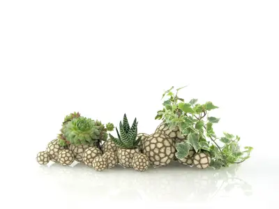 Landscape builder with organic stone pots 3D print model