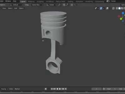 Car Piston without Brand Low-poly 3D model