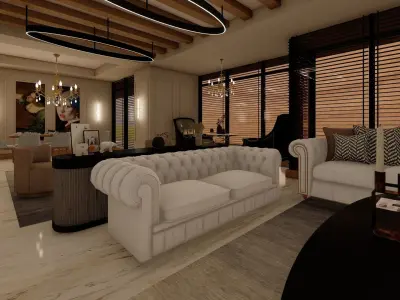 Luxury Living Room 3D Model Set for Architectural Visualization 3D model