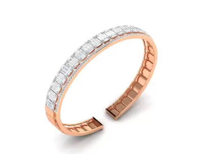Bracelet - 6 rose gold bangle with diamonds 3D print model