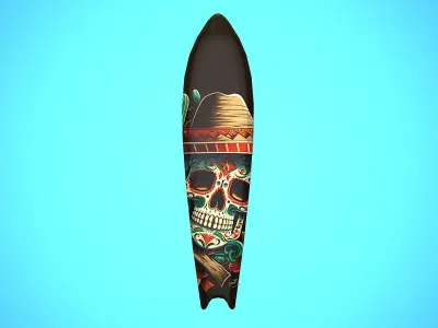SURF BOARD 17 CARTOON STYLIZED Low-poly 3D model