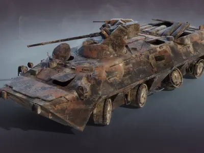 BTR-82A Burnt Low-poly 3D model