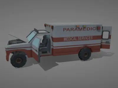 Low Poly Simple Ambulance Car  3D model
