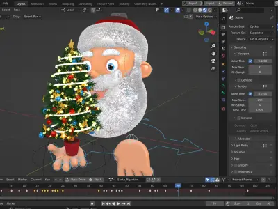 Animated Santa Christmas Tree Low-poly 3D model