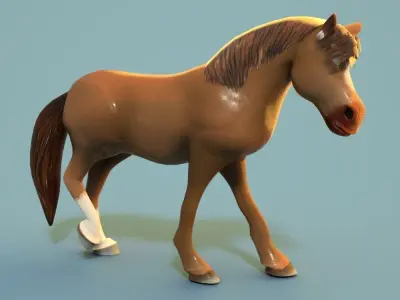 Cartoon Horse Low-poly 3D model get